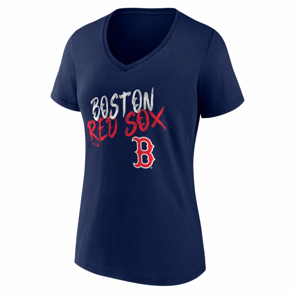 Navy Boston Red Sox Women's Hustle Personalized Name & Number V-Neck T-Shirt