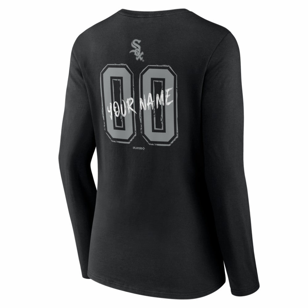 Black Chicago White Sox Women's Hustle Personalized Name & Number Long Sleeve V-Neck T-Shirt