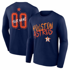 Navy Houston Astros  Hustle Personalized Name & Number Long Sleeve T-Shirt