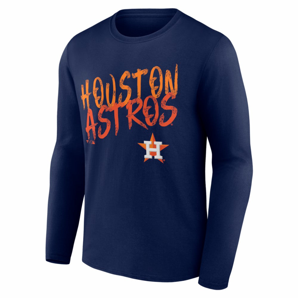 Navy Houston Astros  Hustle Personalized Name & Number Long Sleeve T-Shirt