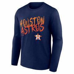 Navy Houston Astros  Hustle Personalized Name & Number Long Sleeve T-Shirt