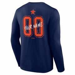 Navy Houston Astros  Hustle Personalized Name & Number Long Sleeve T-Shirt