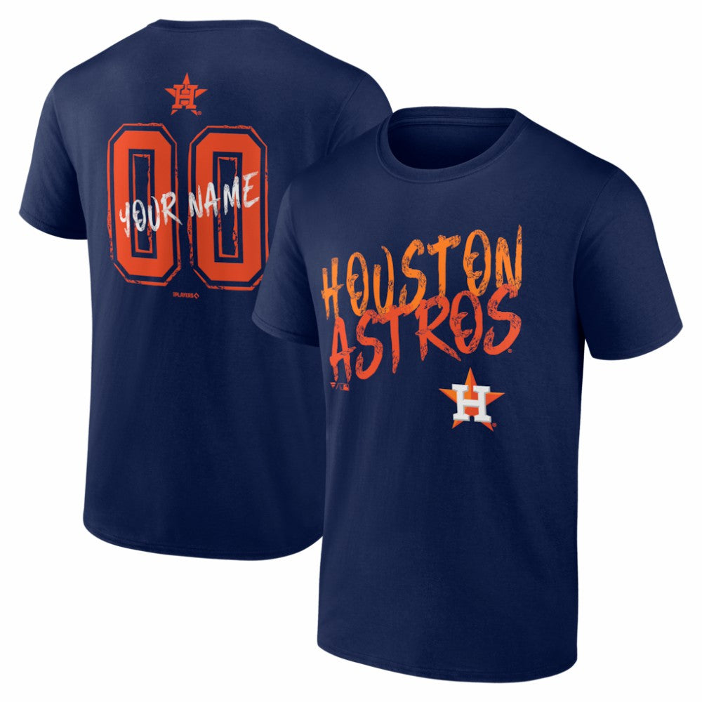 Navy Houston Astros  Hustle Personalized Name & Number T-Shirt