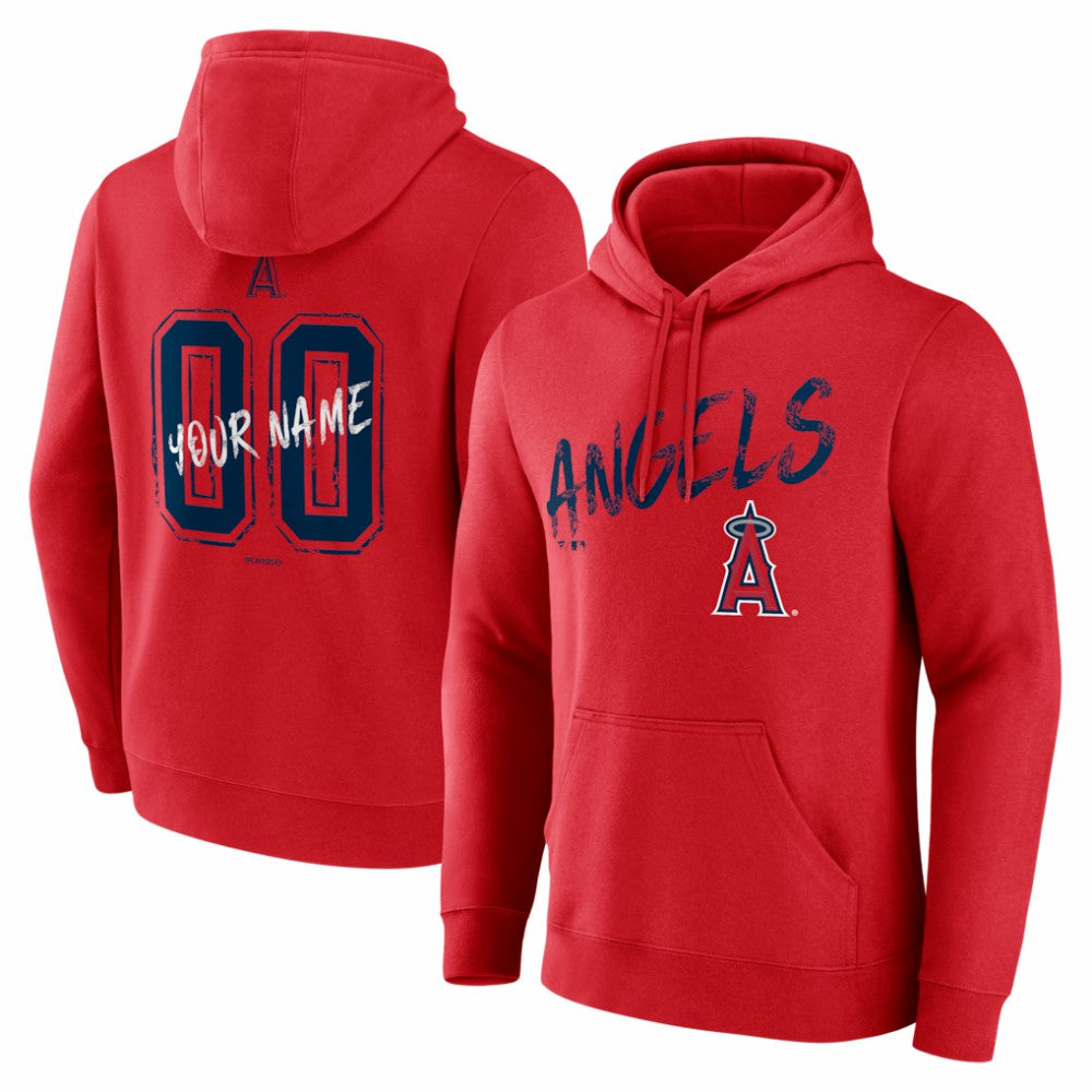 Red Los Angeles Angels  Hustle Personalized Name & Number Hoodie