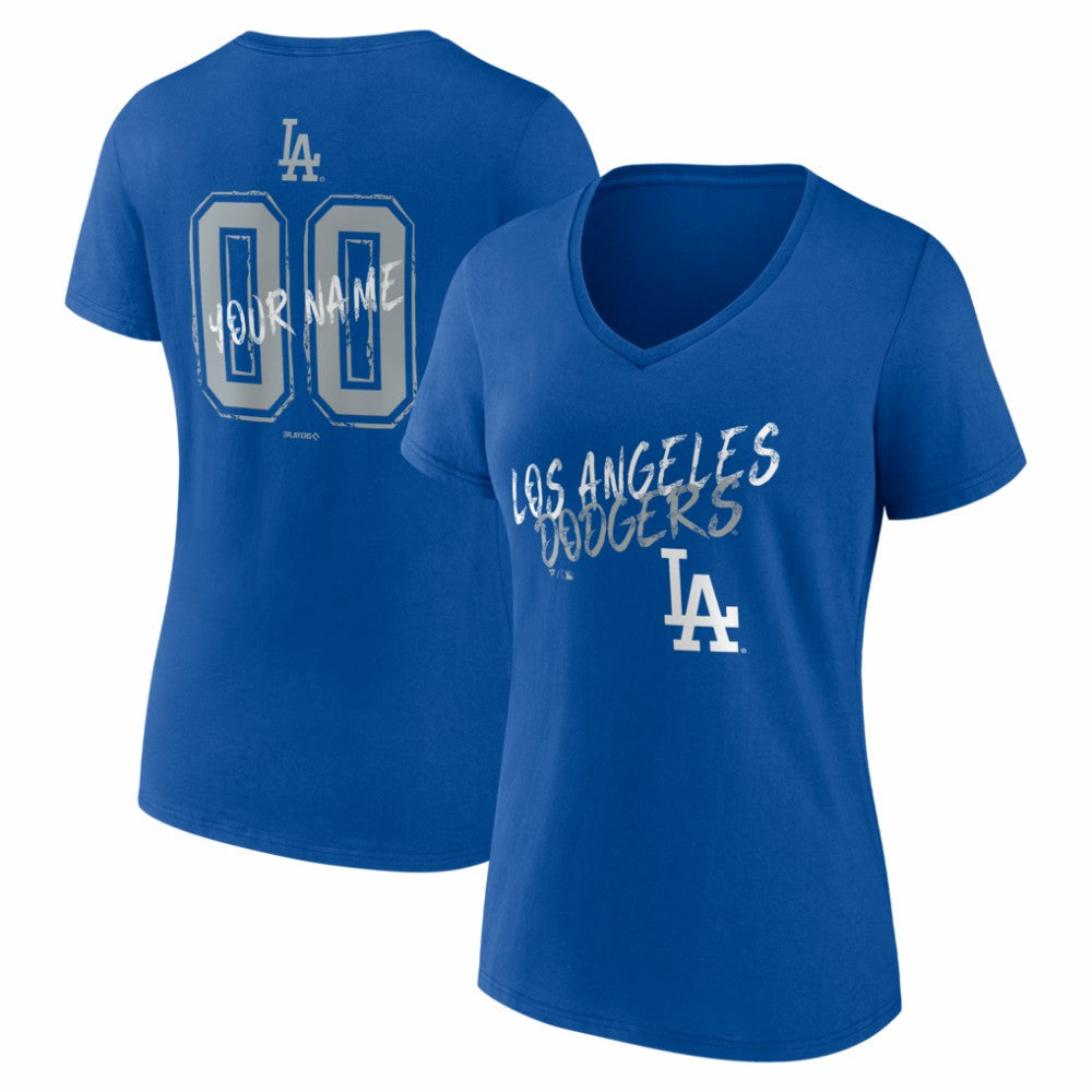 Royal Los Angeles Dodgers Women's Hustle Personalized Name & Number V-Neck T-Shirt