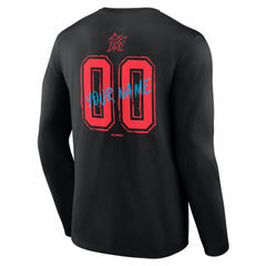 Black Miami Marlins  Hustle Personalized Name & Number Long Sleeve T-Shirt