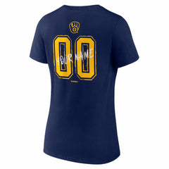 Navy Milwaukee Brewers Women's Hustle Personalized Name & Number V-Neck T-Shirt