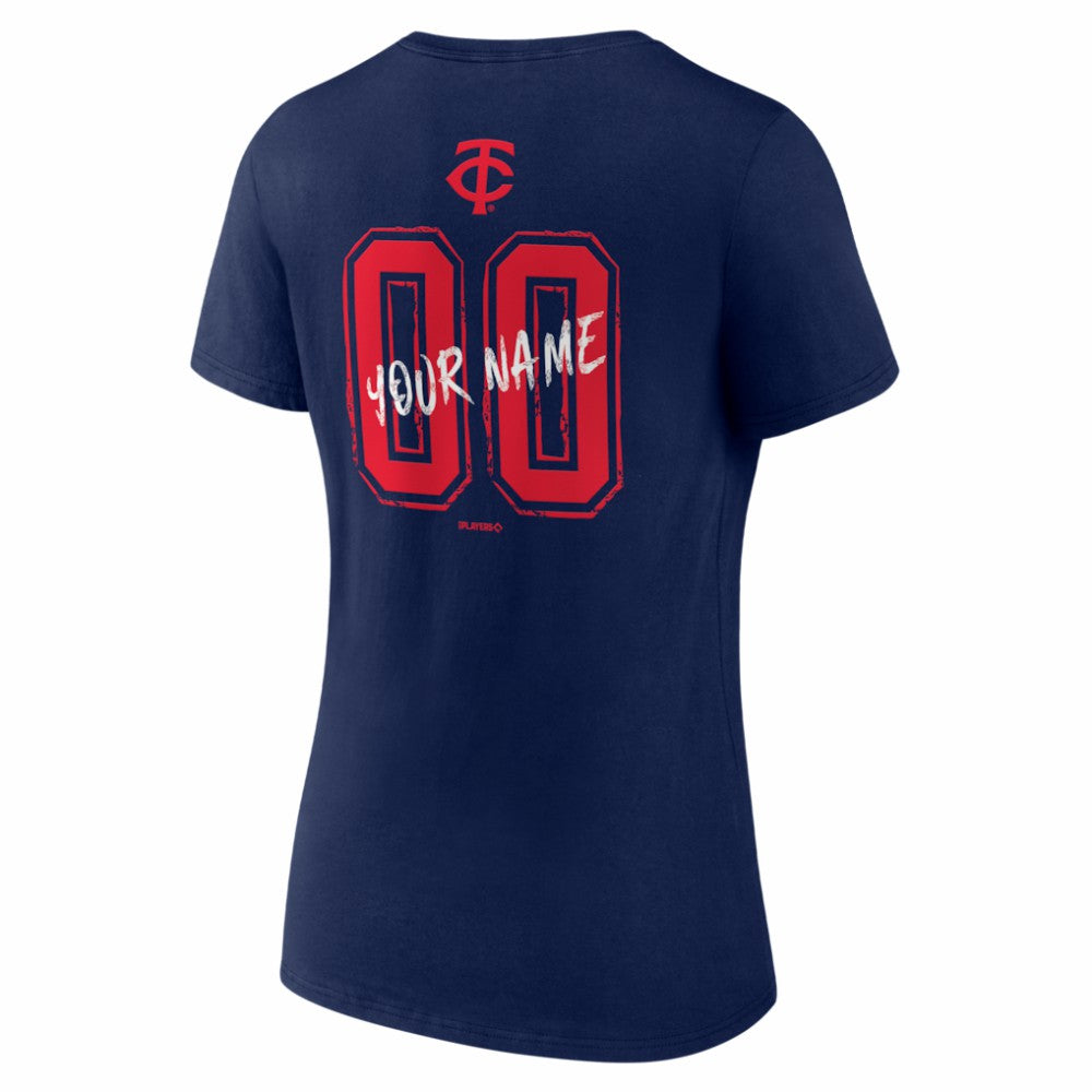 Navy Minnesota Twins Women's Hustle Personalized Name & Number V-Neck T-Shirt