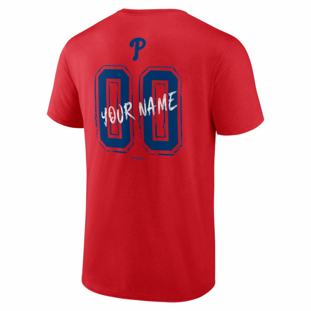 Red Philadelphia Phillies  Hustle Personalized Name & Number T-Shirt