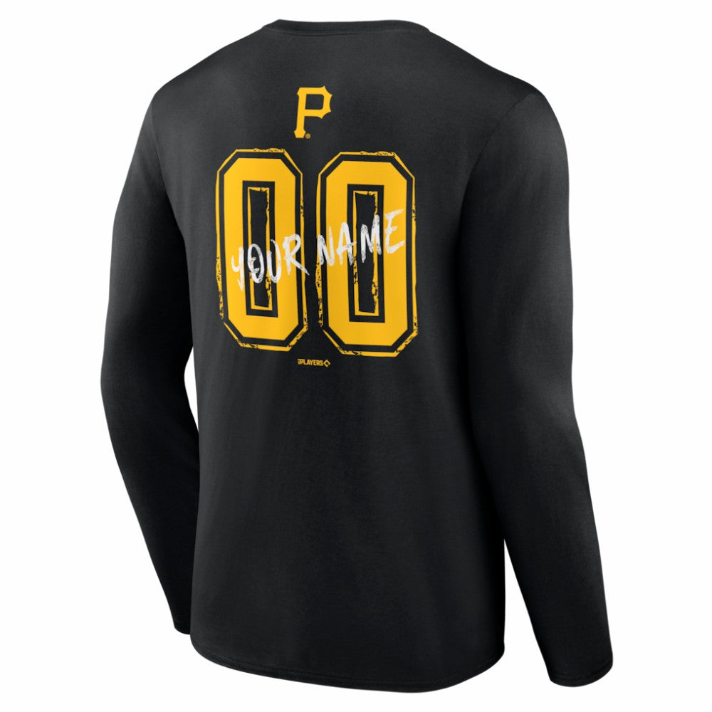Black Pittsburgh Pirates  Hustle Personalized Name & Number Long Sleeve T-Shirt