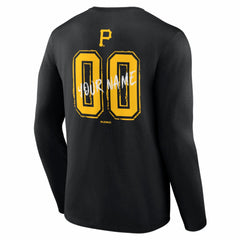 Black Pittsburgh Pirates  Hustle Personalized Name & Number Long Sleeve T-Shirt