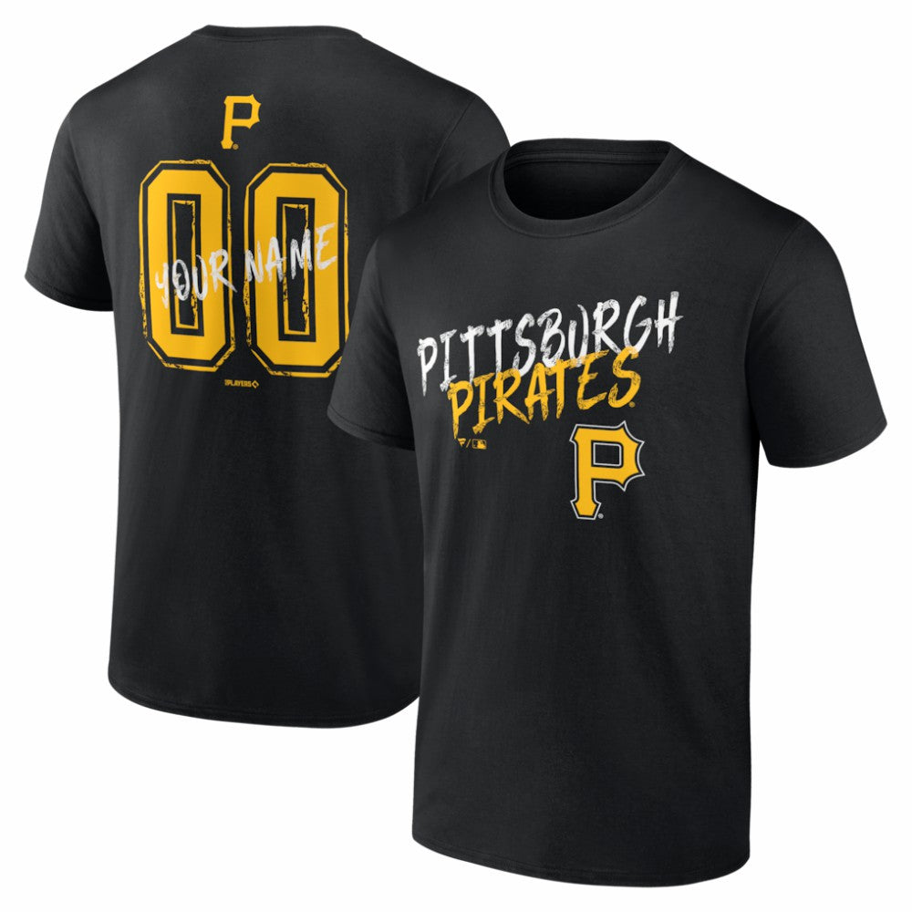 Black Pittsburgh Pirates  Hustle Personalized Name & Number T-Shirt