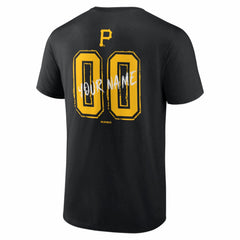 Black Pittsburgh Pirates  Hustle Personalized Name & Number T-Shirt