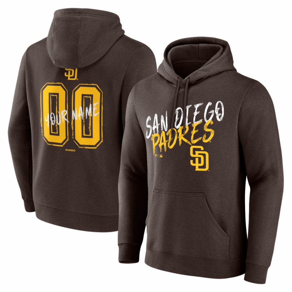 Brown San Diego Padres  Hustle Personalized Name & Number Hoodie