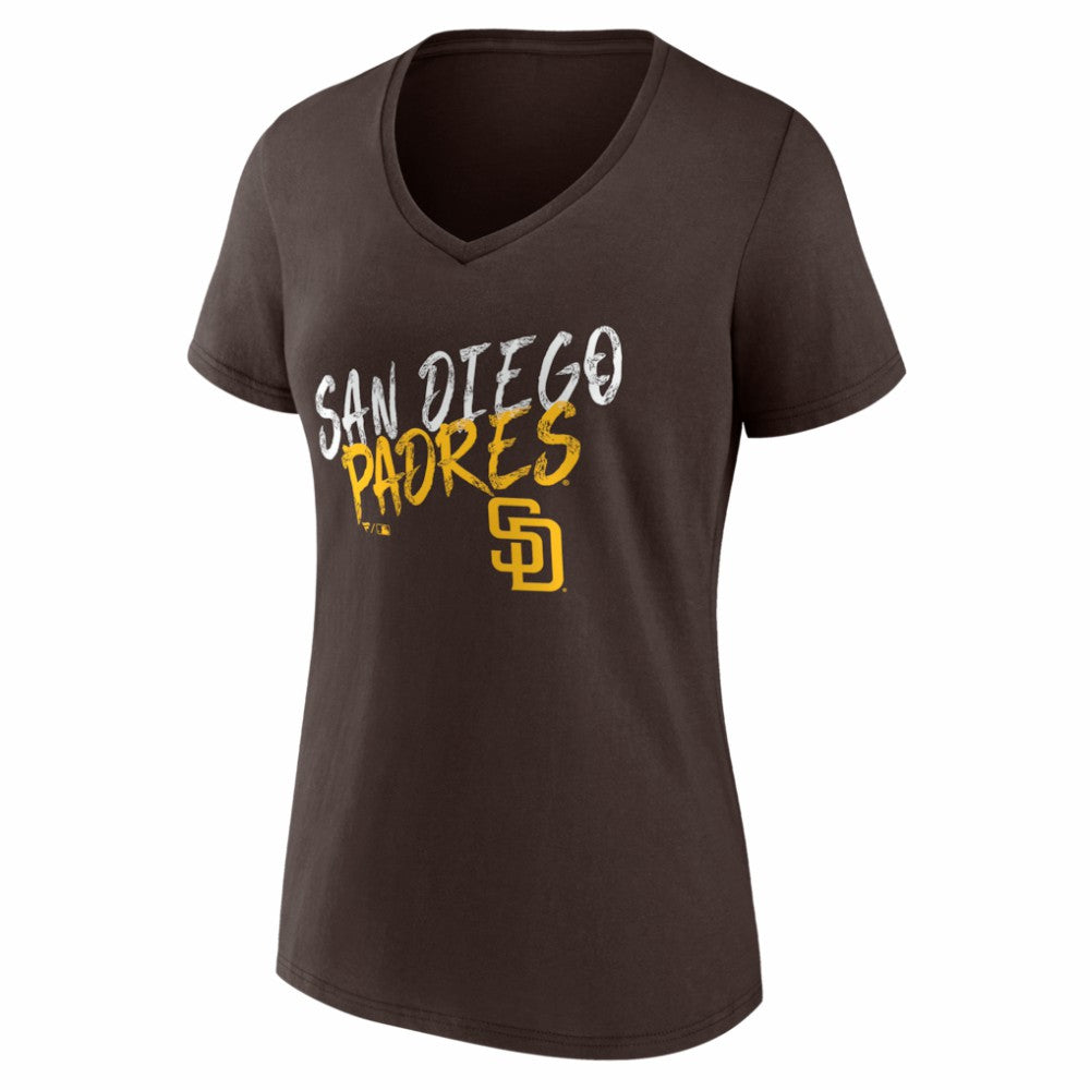 Brown San Diego Padres Women's Hustle Personalized Name & Number V-Neck T-Shirt