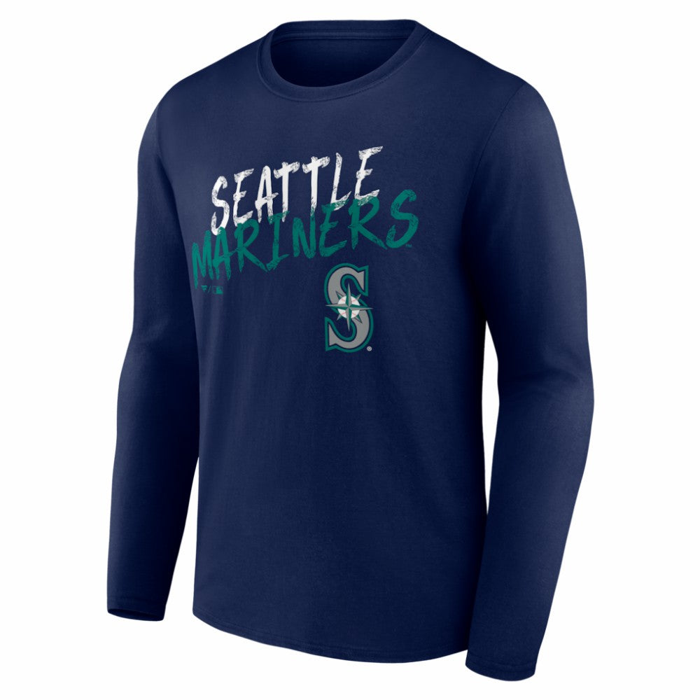Navy Seattle Mariners  Hustle Personalized Name & Number Long Sleeve T-Shirt