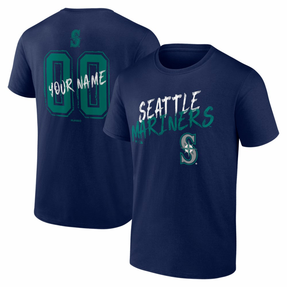 Navy Seattle Mariners  Hustle Personalized Name & Number T-Shirt