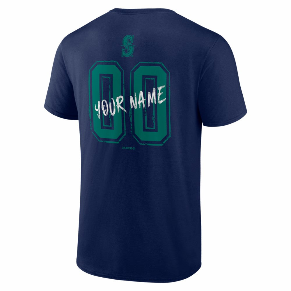 Navy Seattle Mariners  Hustle Personalized Name & Number T-Shirt
