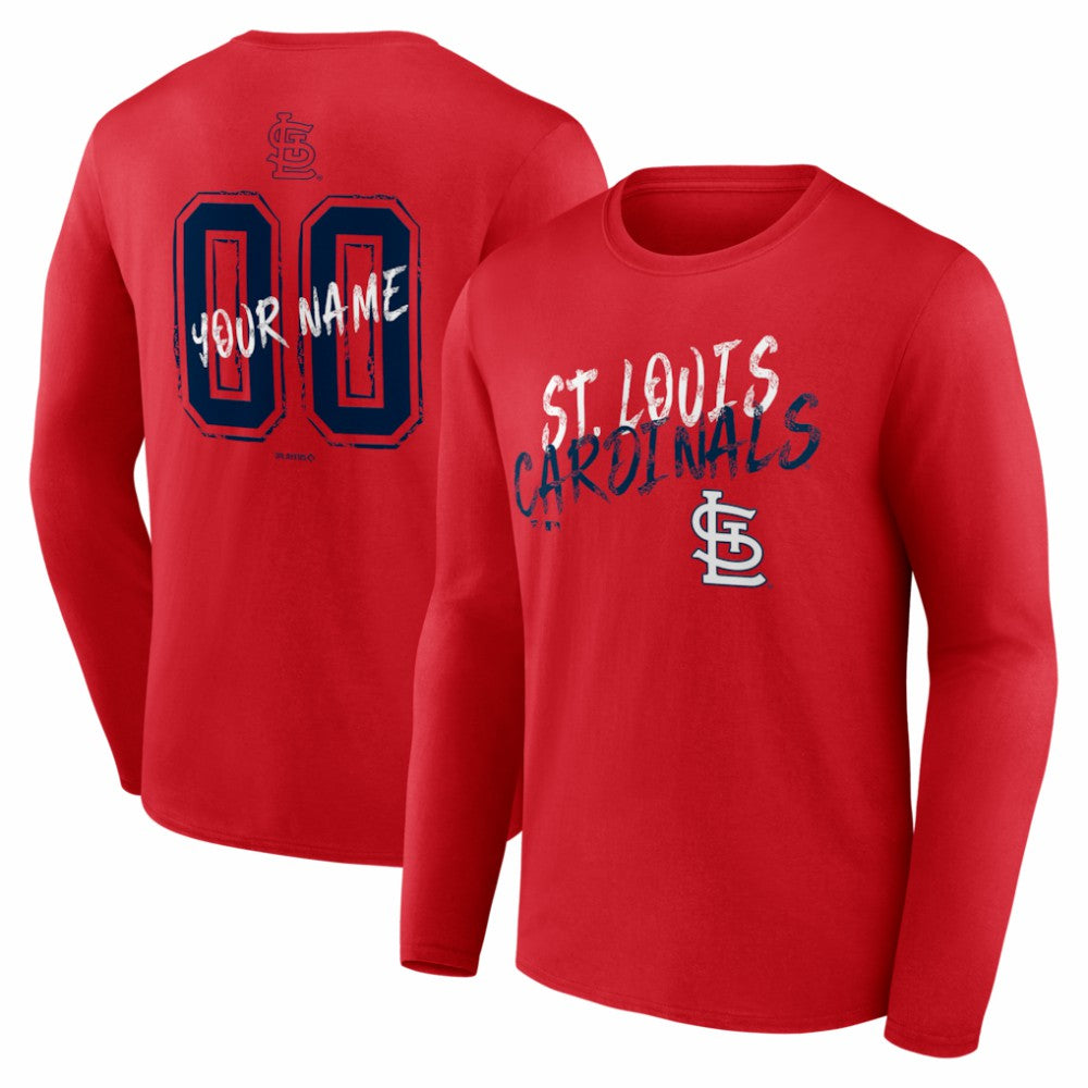 Red St. Louis Cardinals  Hustle Personalized Name & Number Long Sleeve T-Shirt