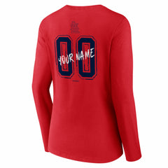 Red St. Louis Cardinals Women's Hustle Personalized Name & Number Long Sleeve V-Neck T-Shirt