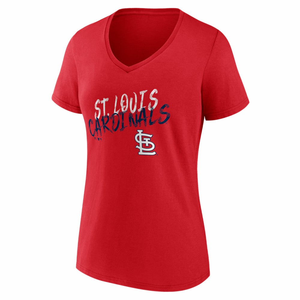 Red St. Louis Cardinals Women's Hustle Personalized Name & Number V-Neck T-Shirt