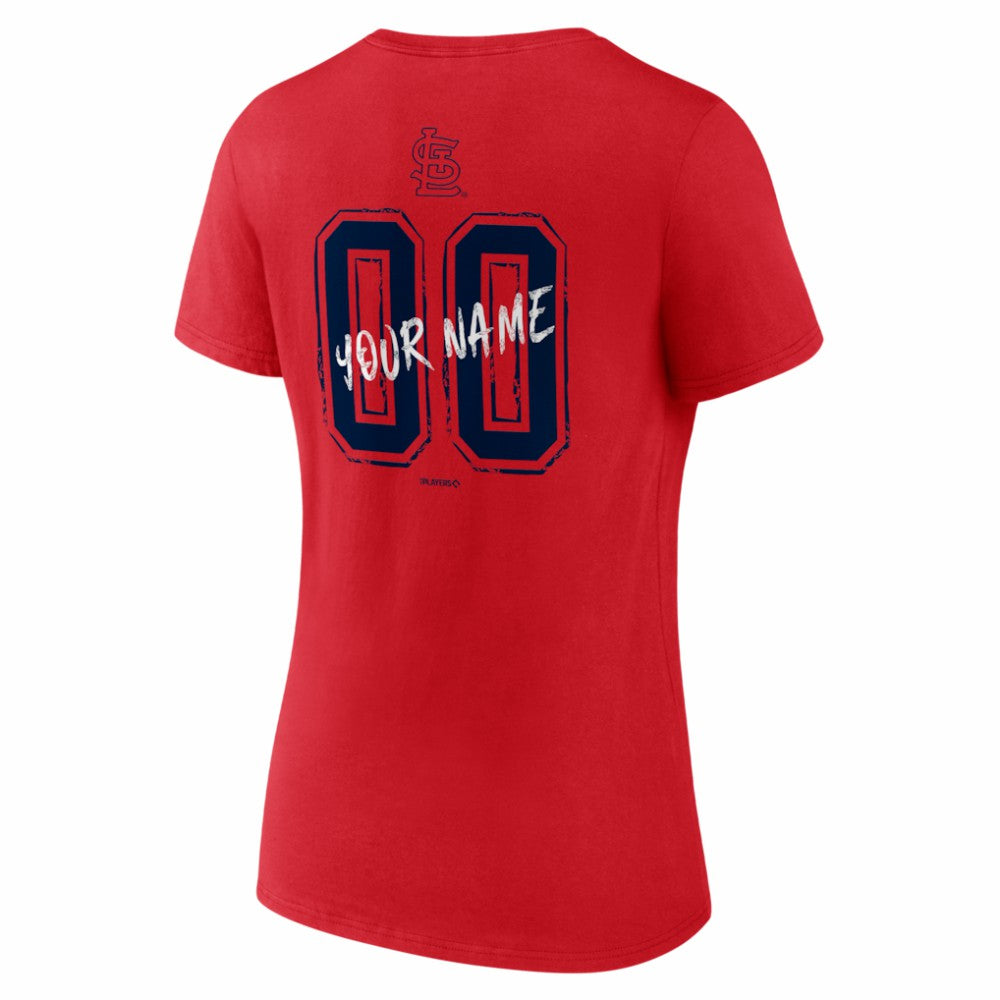 Red St. Louis Cardinals Women's Hustle Personalized Name & Number V-Neck T-Shirt