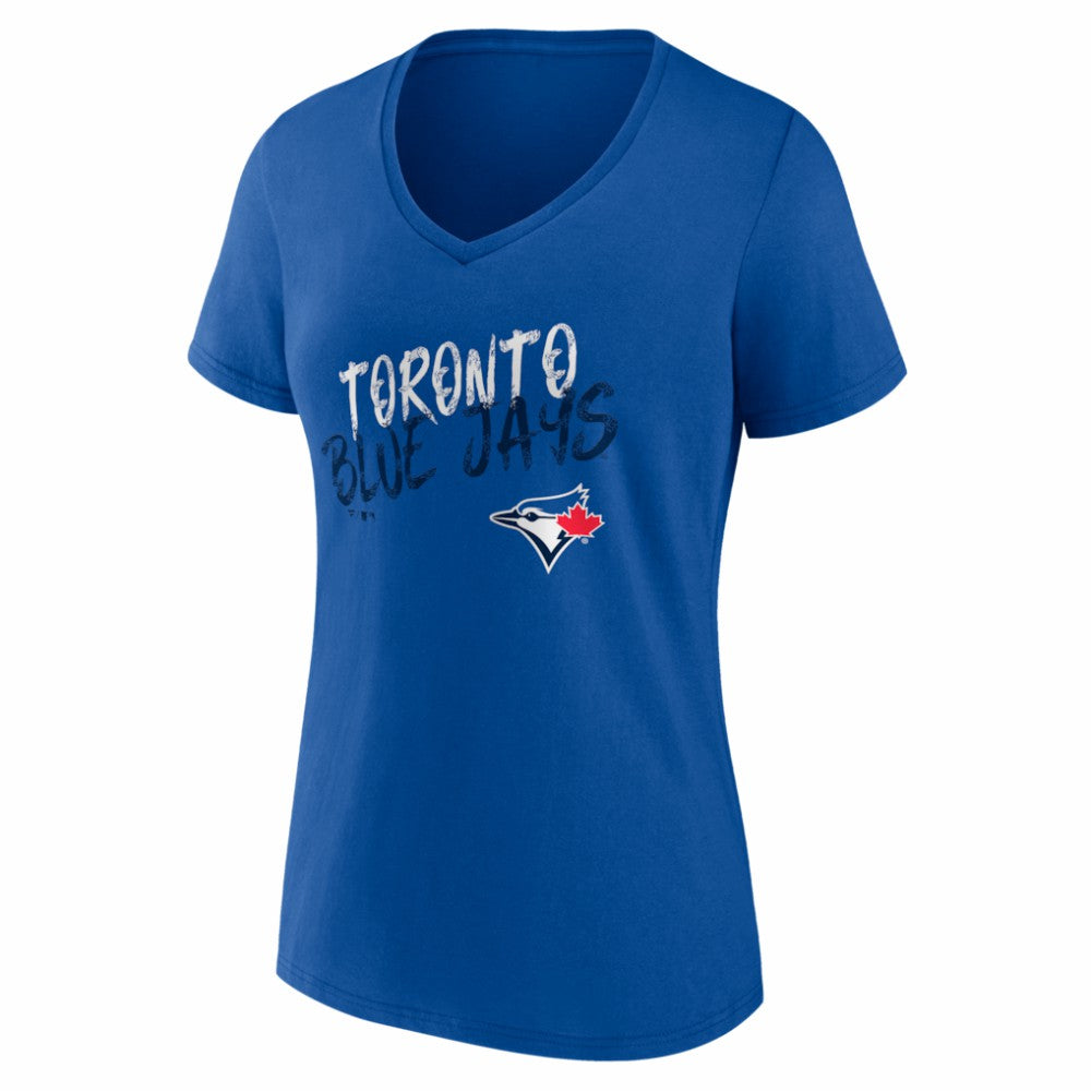 Royal Toronto Blue Jays Women's Hustle Personalized Name & Number V-Neck T-Shirt