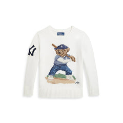 White Yankees Polo Ralph Lauren Preschool Bear Sweater