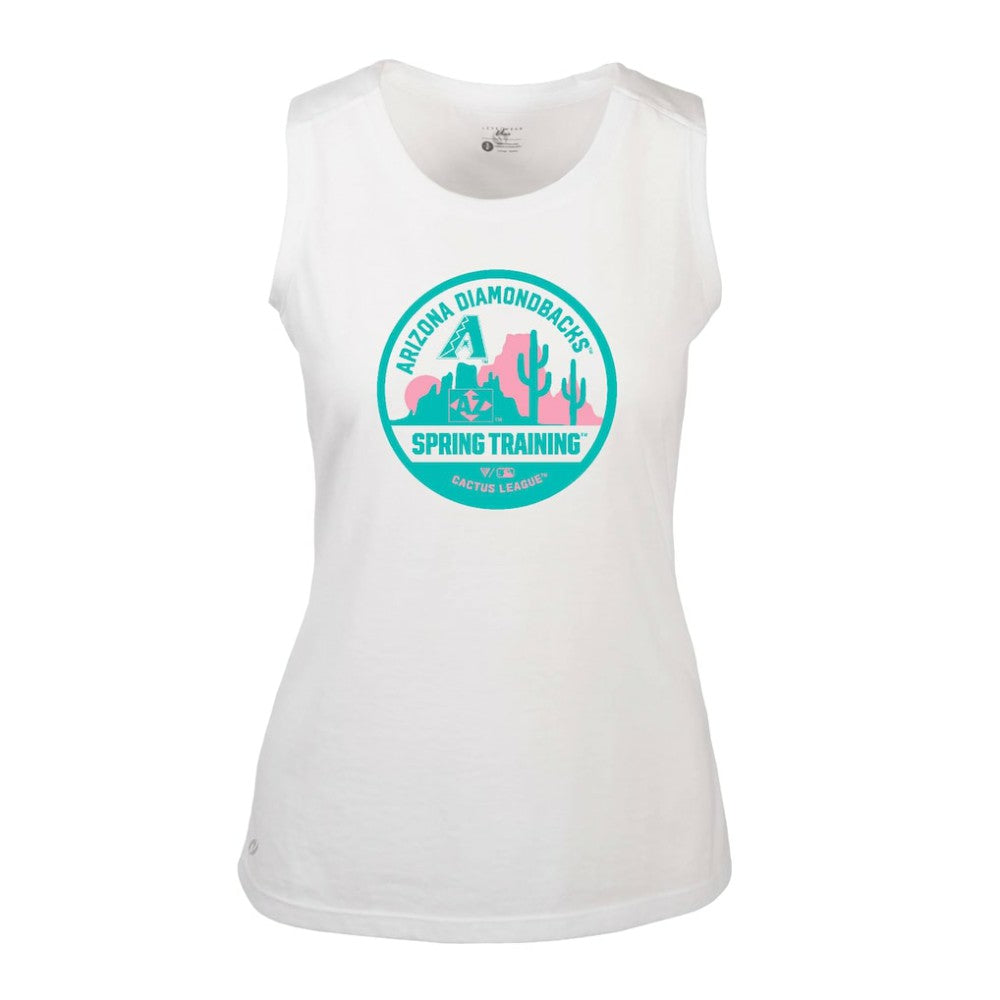 White Arizona Diamondbacks Levelwear Women's Macy Spring Training Badge Bold Tank Top