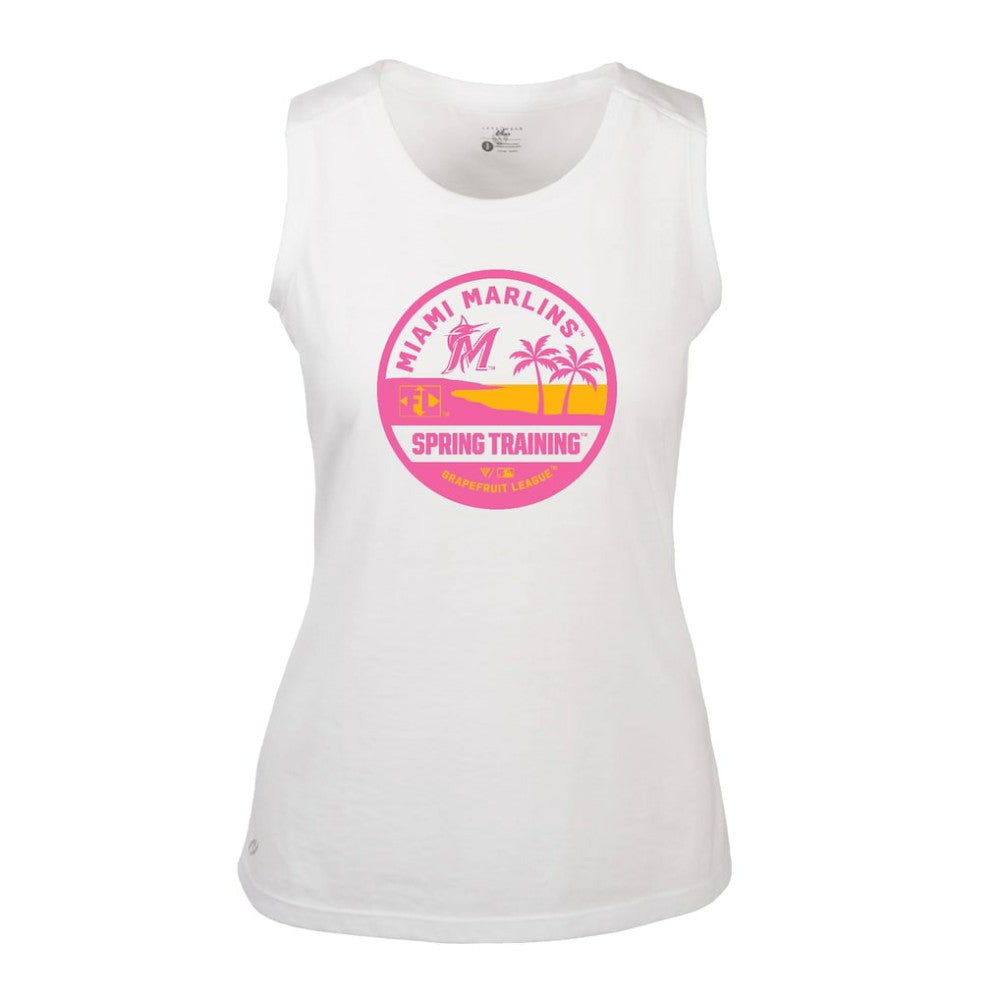 White Miami Marlins Levelwear Women's Macy Spring Training Badge Bold Tank Top