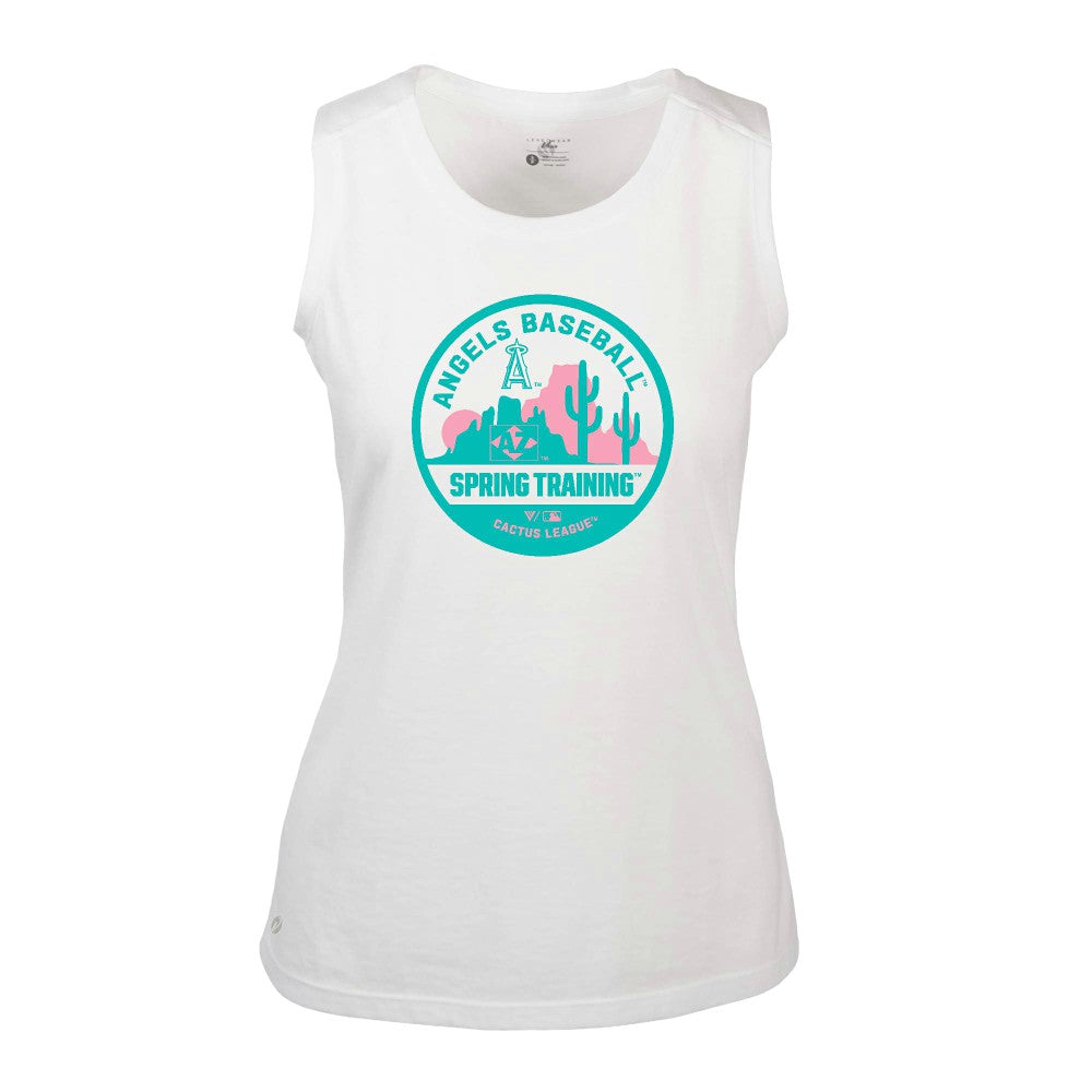 White Los Angeles Angels Levelwear Women's Macy Spring Training Badge Bold Tank Top
