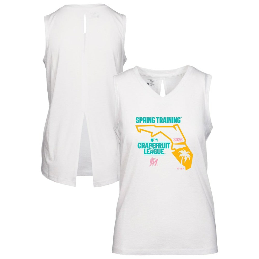White Miami Marlins Levelwear Women's 2026 Spring Training Paisley Ball Bold Tank