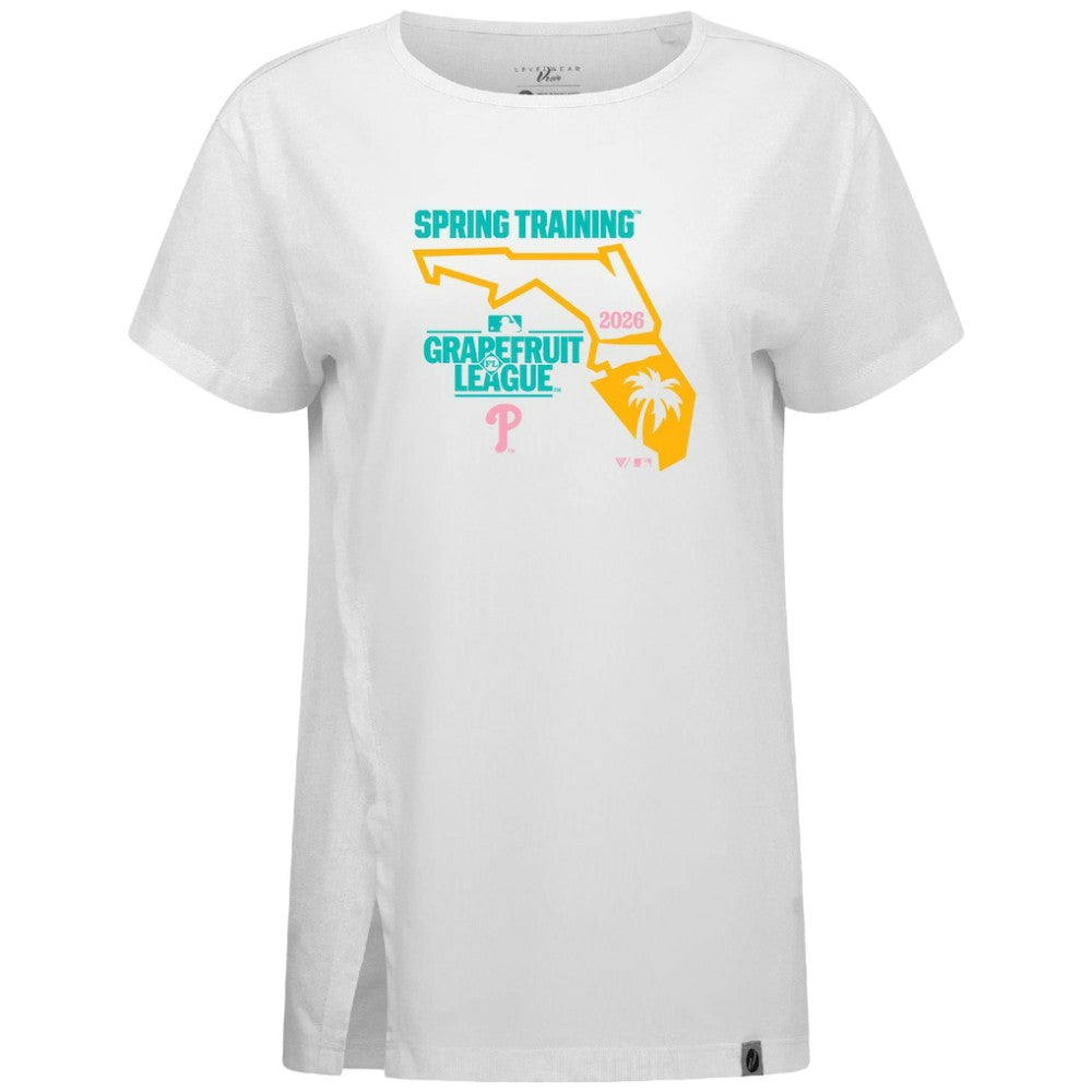 White Philadelphia Phillies Levelwear Women's 2026 Spring Training Influx Ball Bold T-Shirt