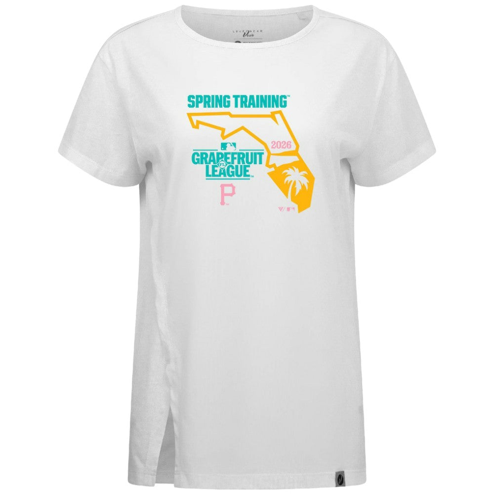 White Pittsburgh Pirates Levelwear Women's 2026 Spring Training Influx Ball Bold T-Shirt