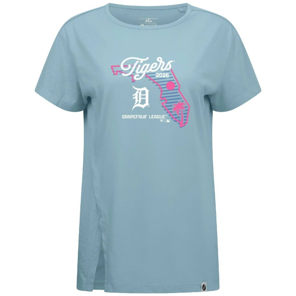 Blue Detroit Tigers Levelwear Women's Influx Spring Training Sunrise Bold T-Shirt
