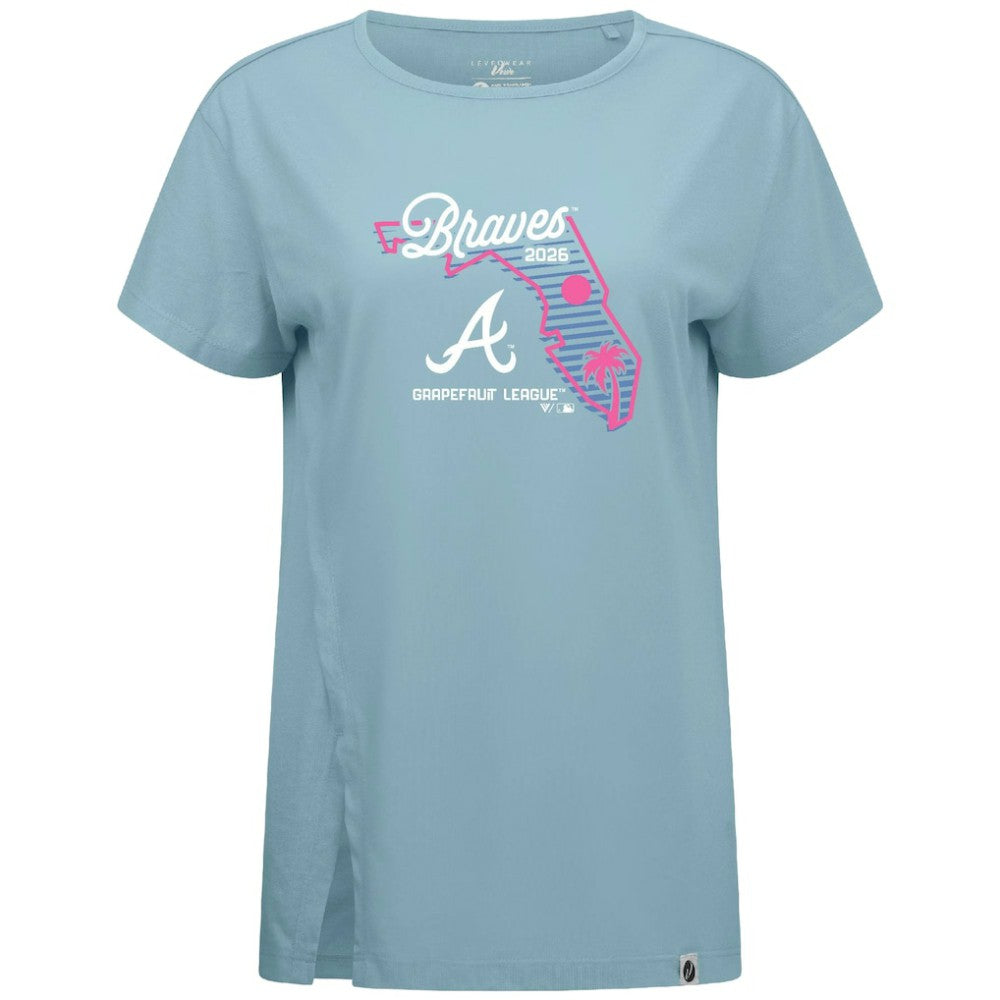 Blue Atlanta Braves Levelwear Women's Influx Spring Training Sunrise Bold T-Shirt