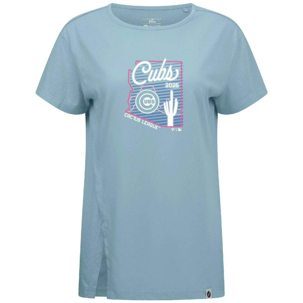 Blue Chicago Cubs Levelwear Women's Influx Spring Training Sunrise Bold T-Shirt