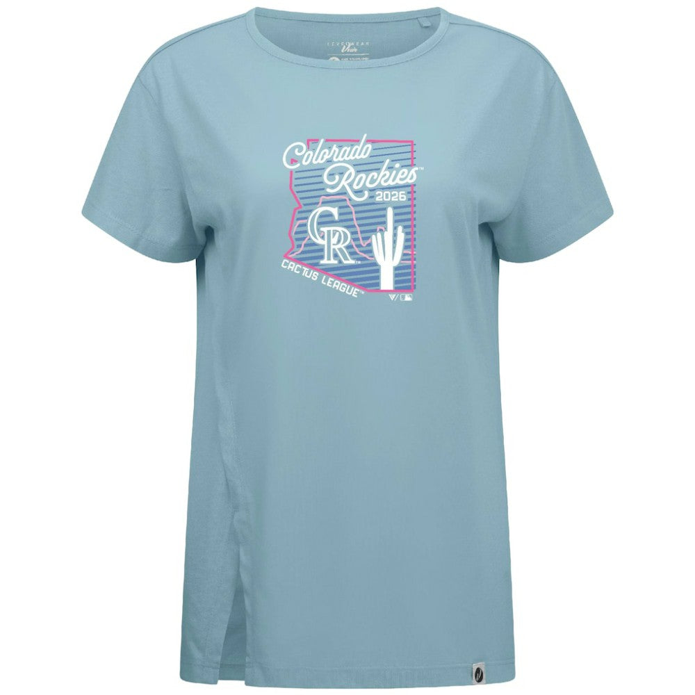 Blue Colorado Rockies Levelwear Women's Influx Spring Training Sunrise Bold T-Shirt