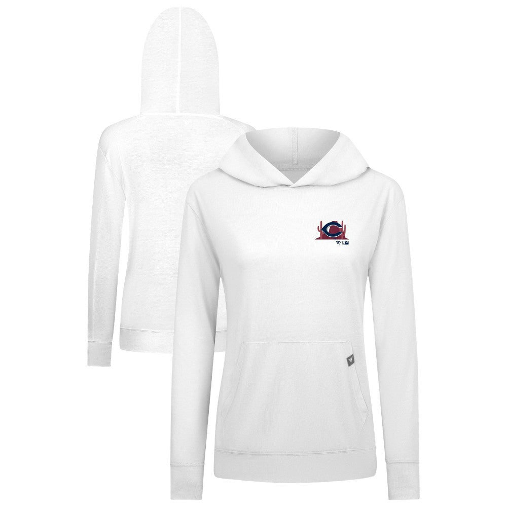 White Cincinnati Reds Levelwear Women's Relay Spring Break Panoramic Bold Hoodie
