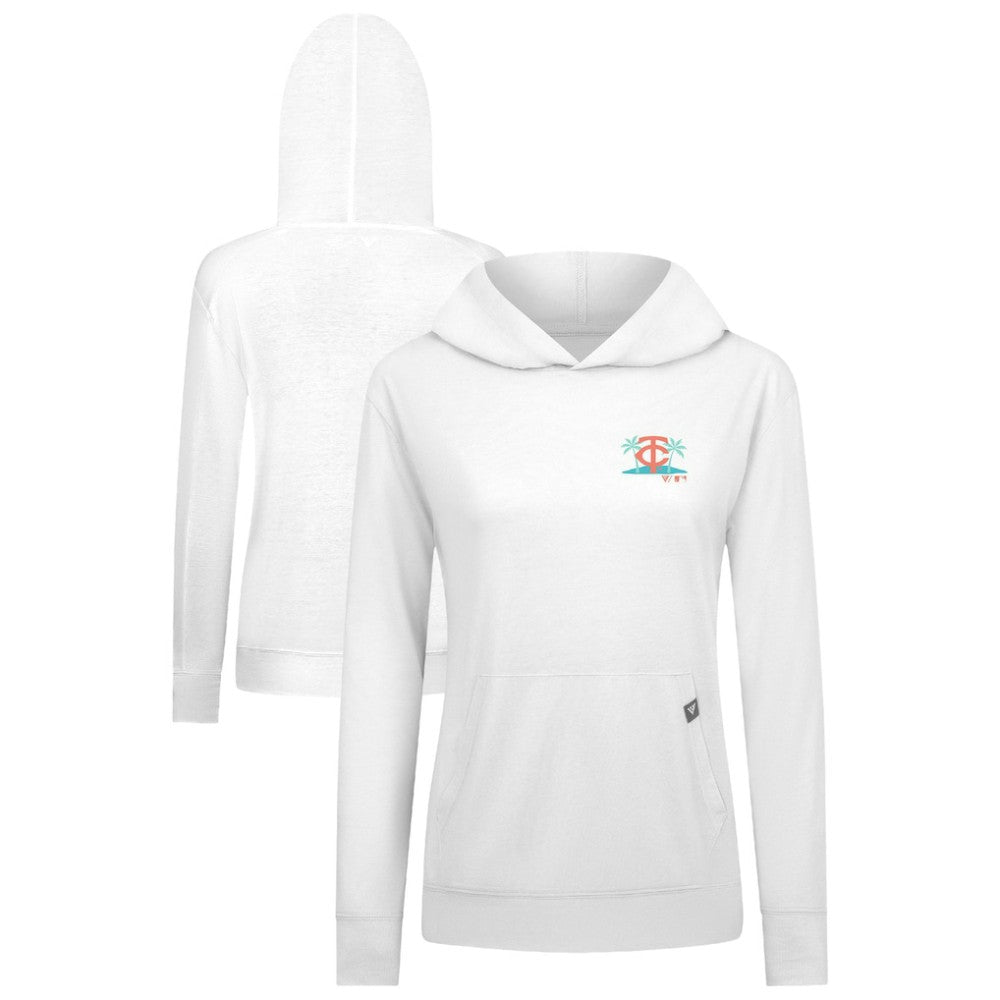 White Minnesota Twins Levelwear Women's Relay Spring Break Panoramic Bold Hoodie