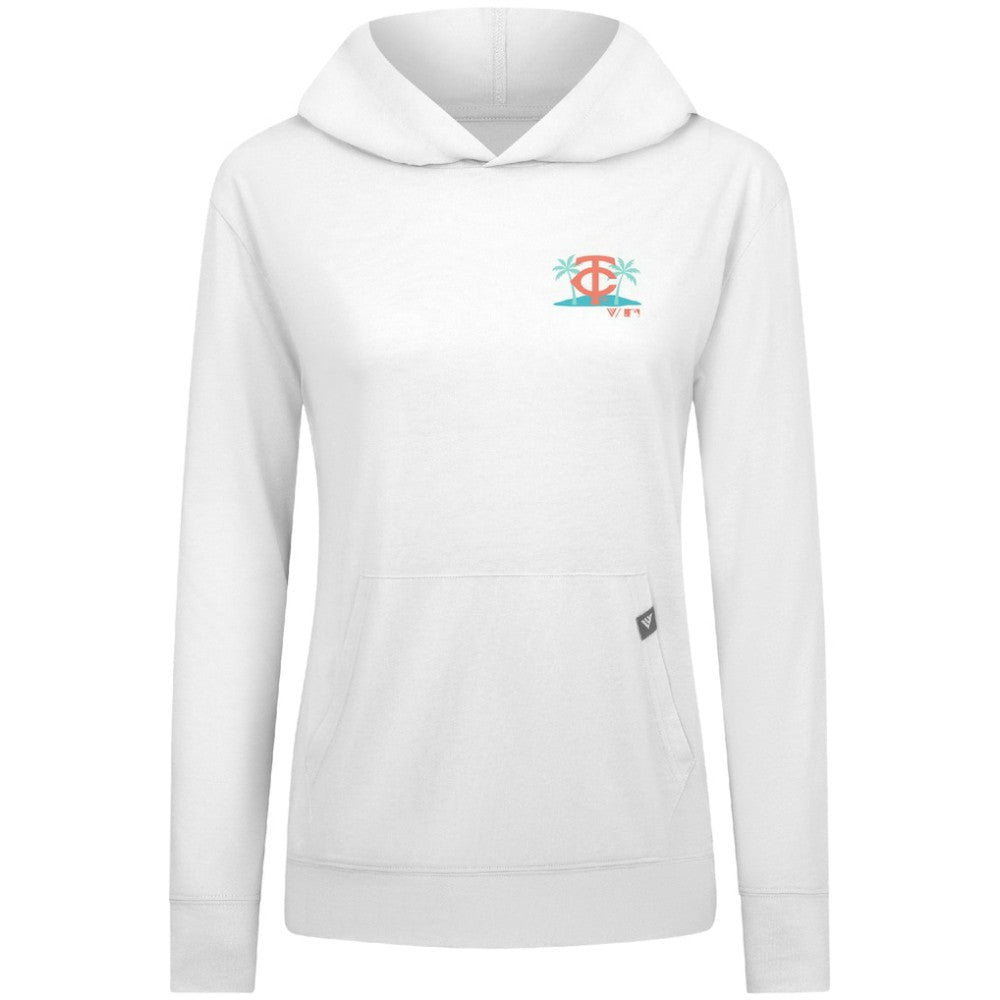 White Minnesota Twins Levelwear Women's Relay Spring Break Panoramic Bold Hoodie