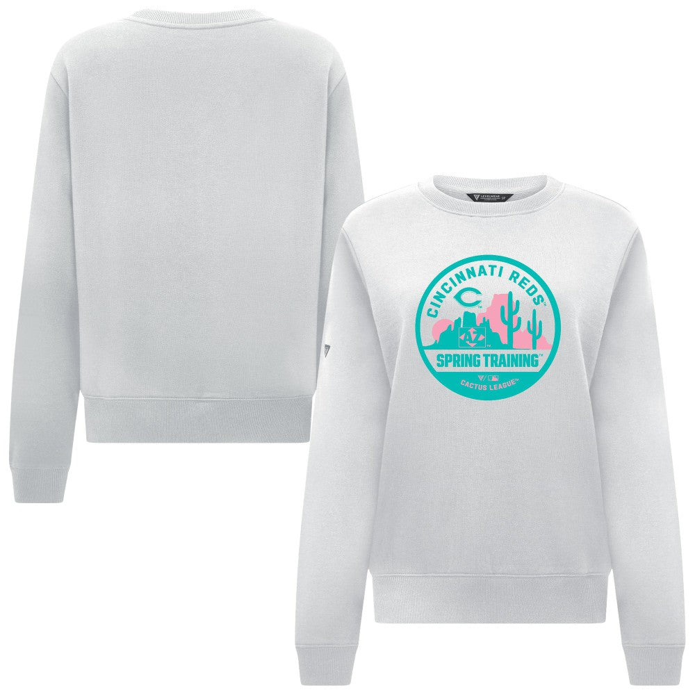 White Cincinnati Reds Levelwear Women's Yvette Spring Training Badge Bold Sweatshirt