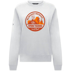 White Milwaukee Brewers Levelwear Women's Yvette Spring Training Badge Bold Sweatshirt