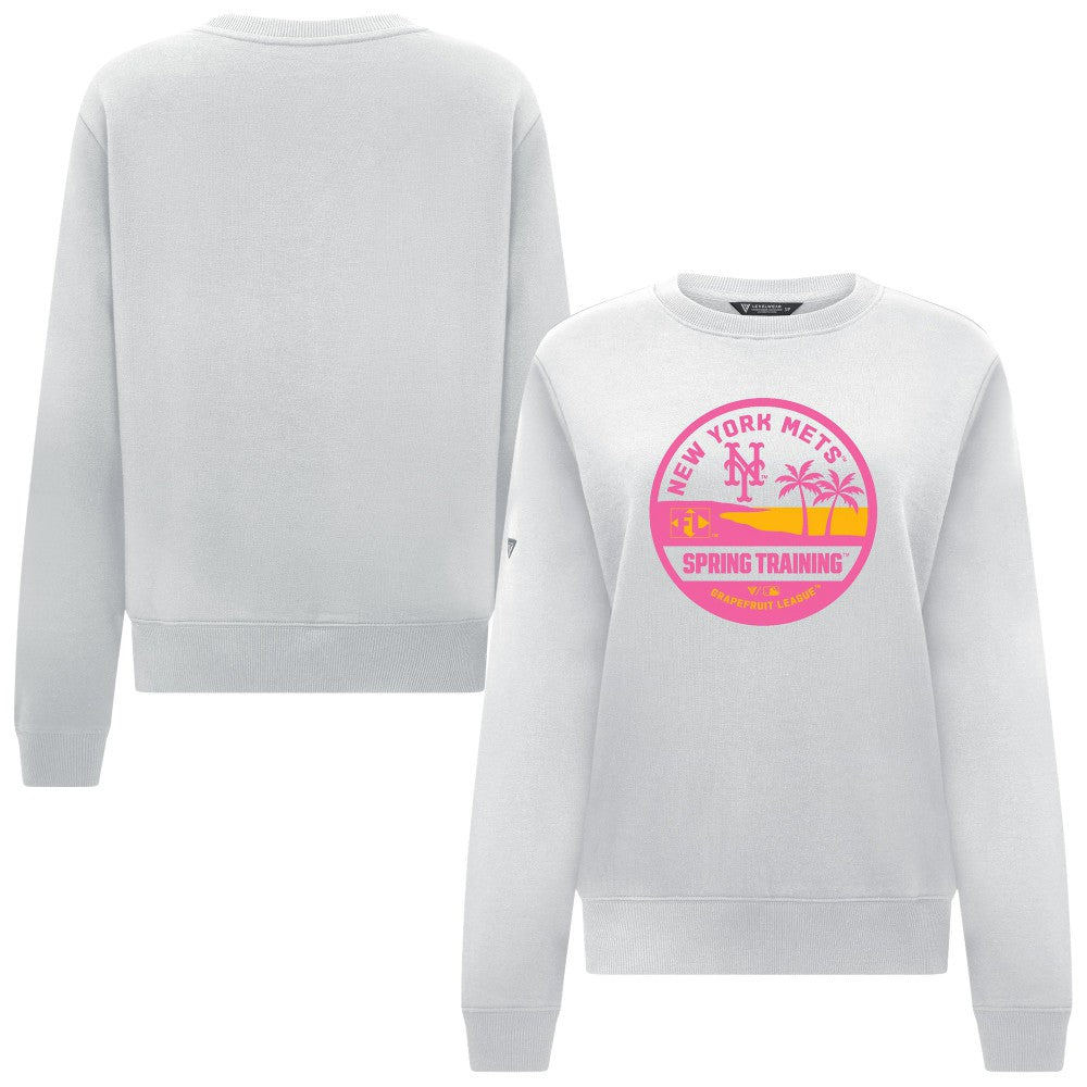 White New York Mets Levelwear Women's Yvette Spring Training Badge Bold Sweatshirt