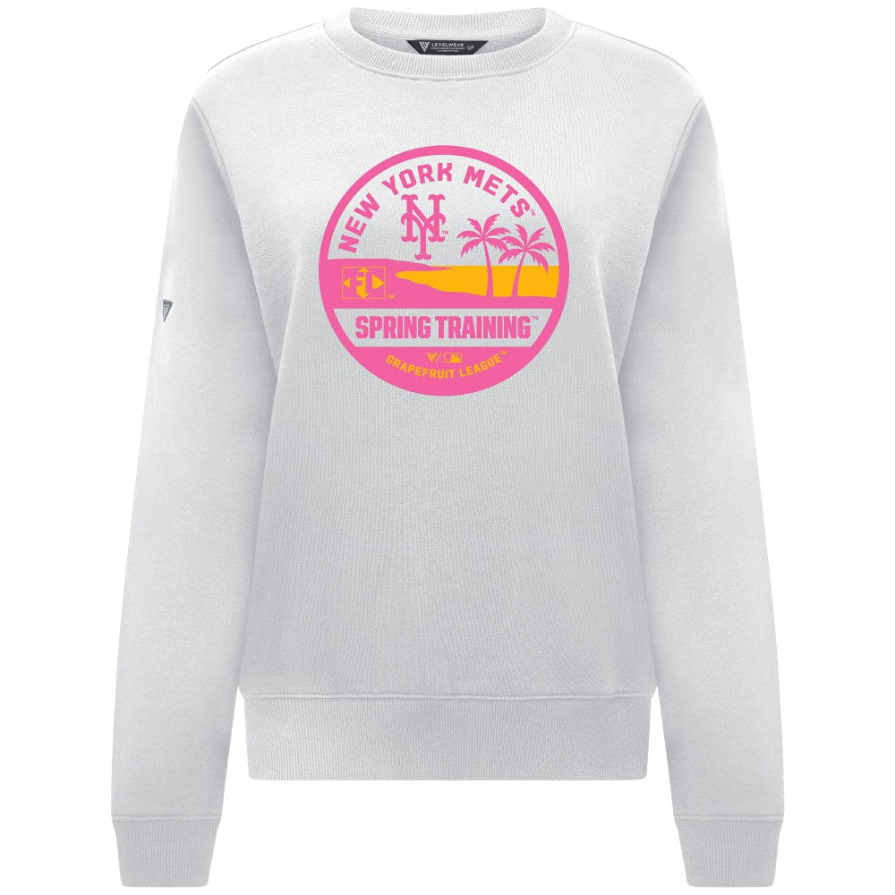 White New York Mets Levelwear Women's Yvette Spring Training Badge Bold Sweatshirt
