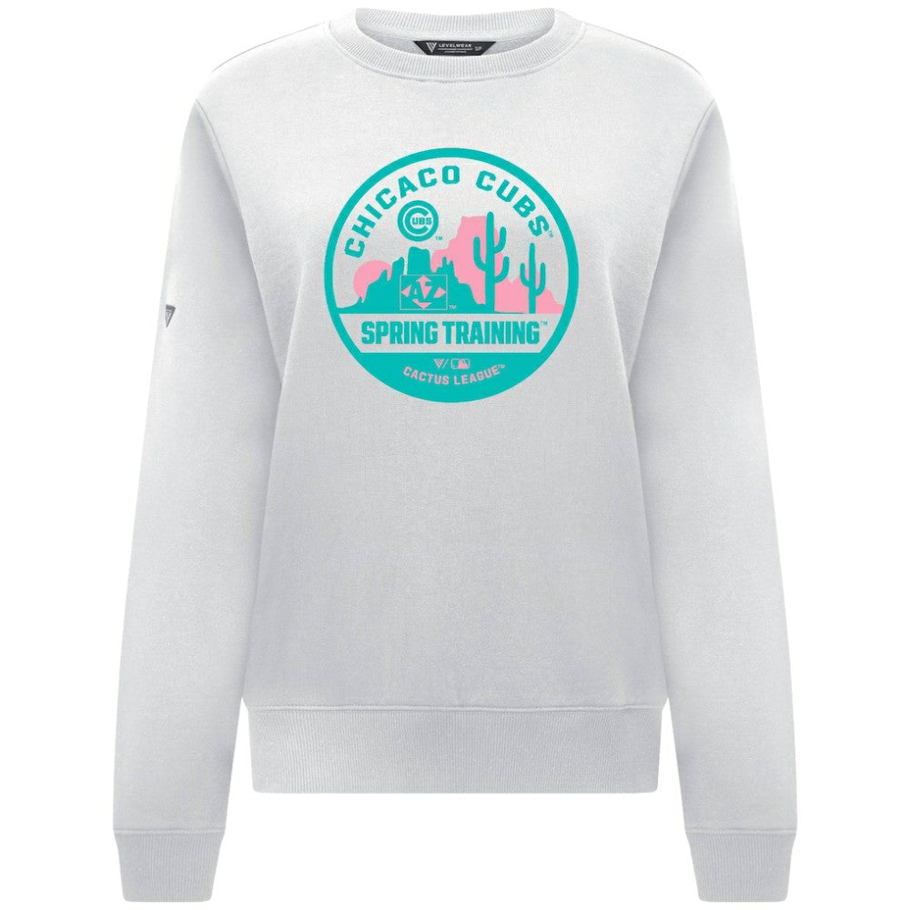 White Chicago Cubs Levelwear Women's Yvette Spring Training Badge Bold Sweatshirt