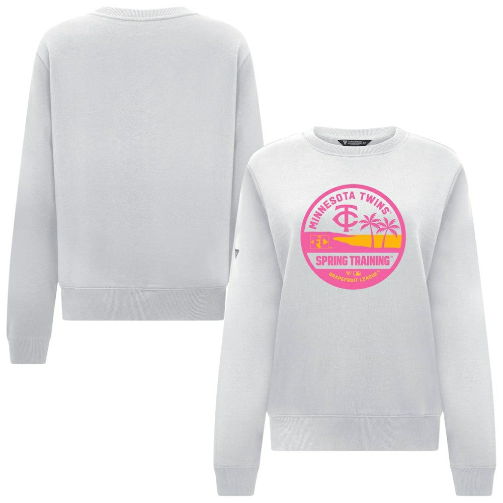 White Minnesota Twins Levelwear Women's Yvette Spring Training Badge Bold Sweatshirt