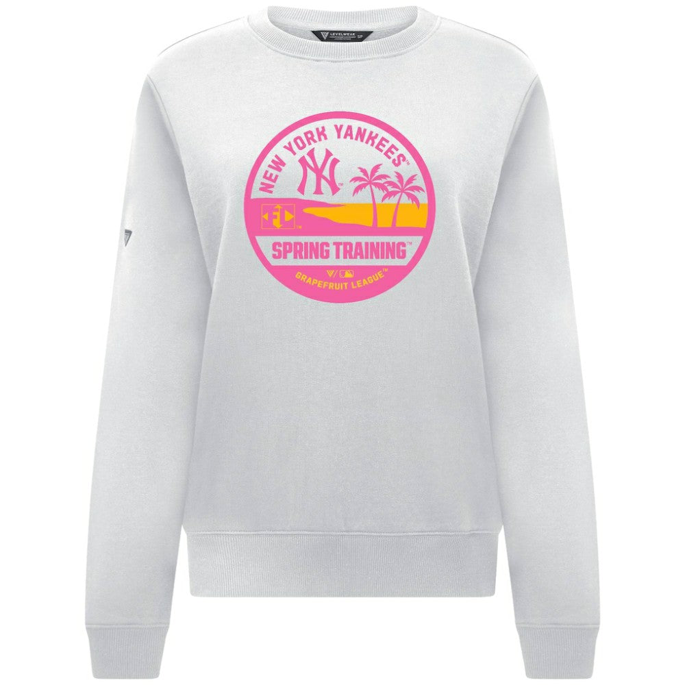 White New York Yankees Levelwear Women's Yvette Spring Training Badge Bold Sweatshirt