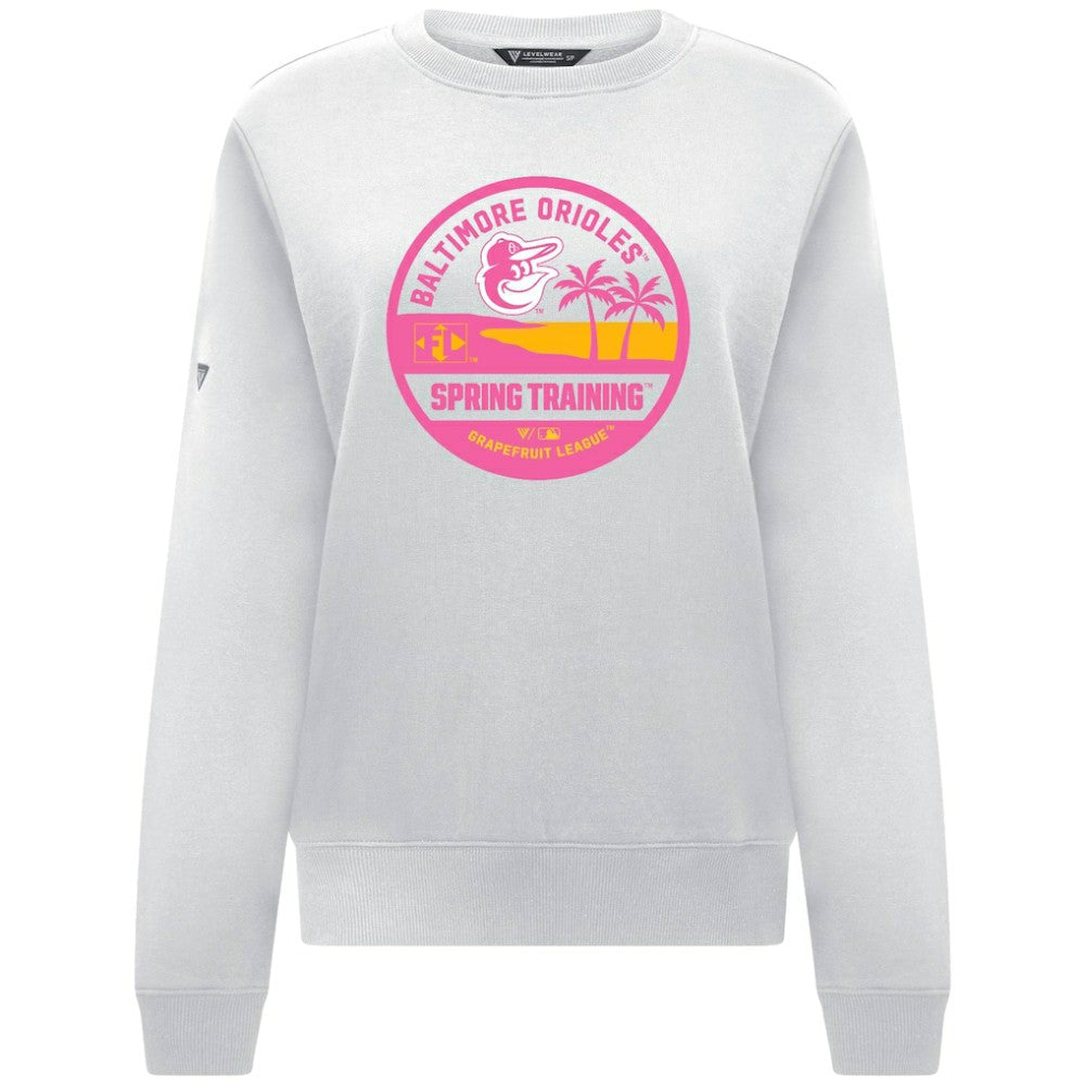 White Baltimore Orioles Levelwear Women's Yvette Spring Training Badge Bold Sweatshirt