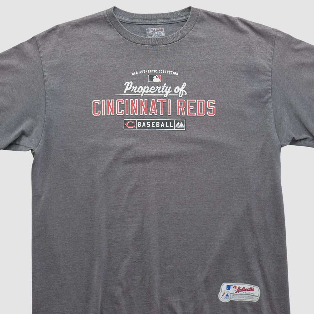 Dark Heather Gray Cincinnati Reds Majestic 2000s T-shirt